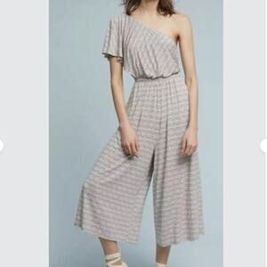 Anthropologie Maeve Jamie Wide Leg Jumpsuit One Shoulder Stretch Jersey Size XS